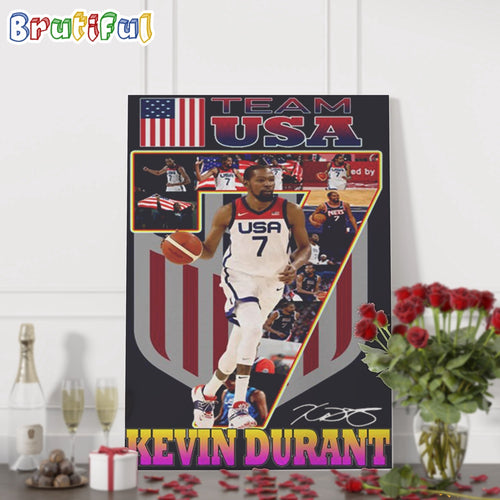 Team USA Kevin Durant Basketball Graphics Design Wall Art Poster Canvas