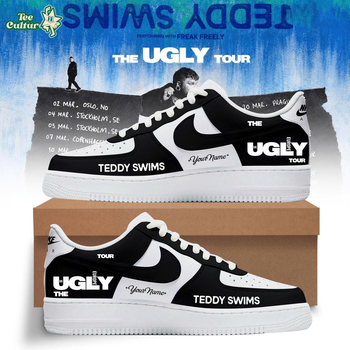 Teddy Swims The Ugly Europe & UK Tour 2027 Air Force 1 Shoes Ver2