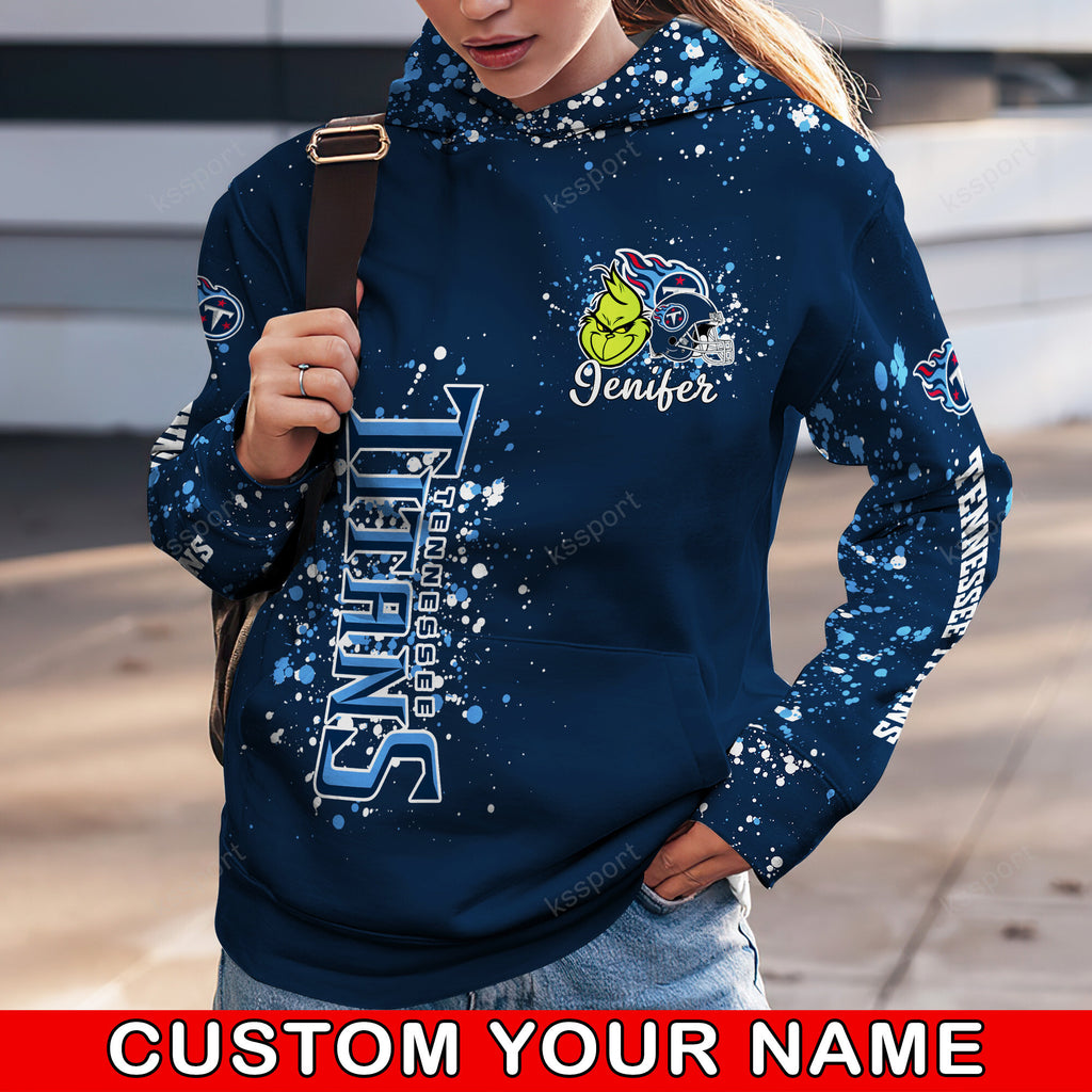 Custom NFL Tennessee Titans Hoodie Leggings The Grinch Hoodie Rock Paper Scissors Throat Punch I Win