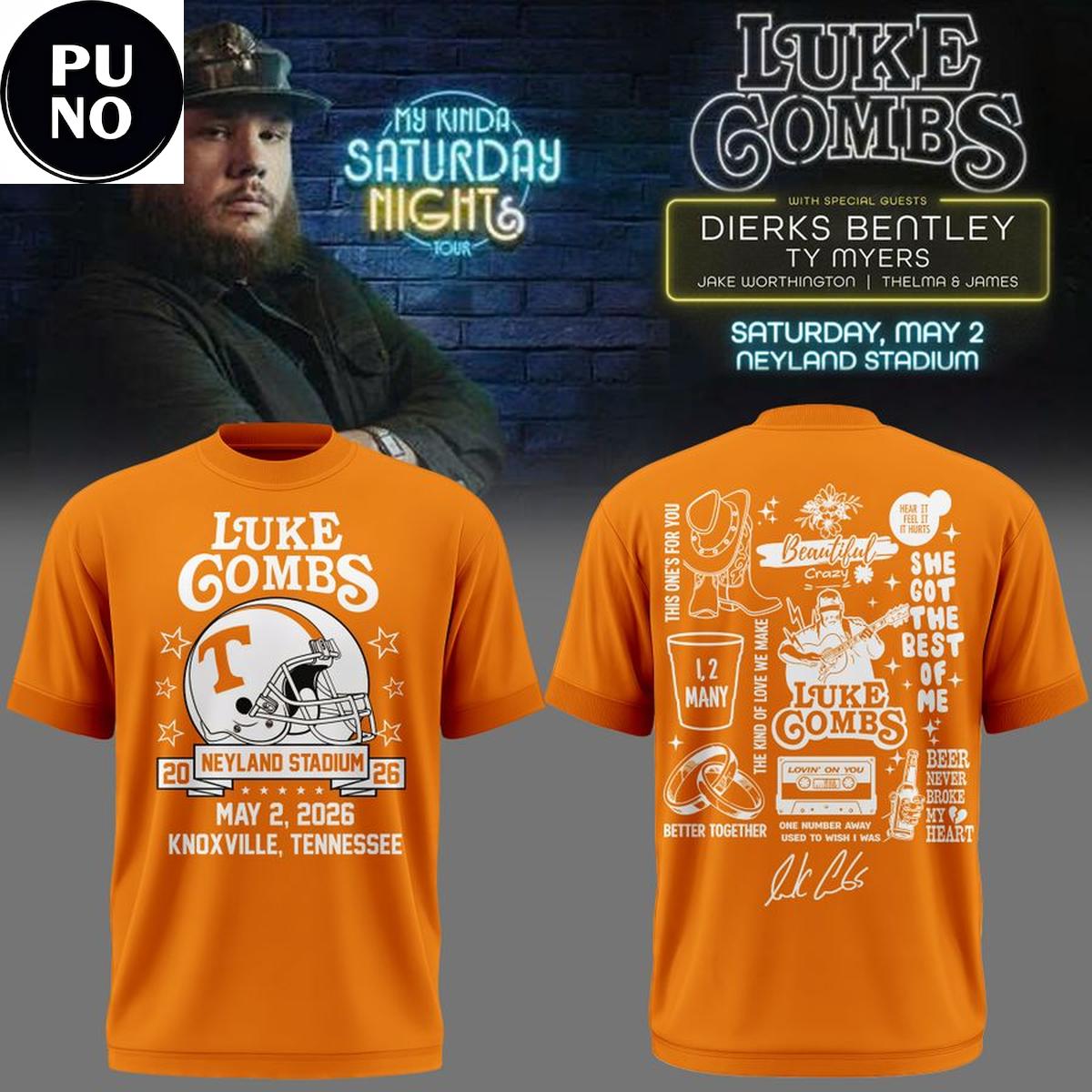 Tennessee Volunteers x Luke Combs My Kinda Saturday Night Tour 2026 Shirt