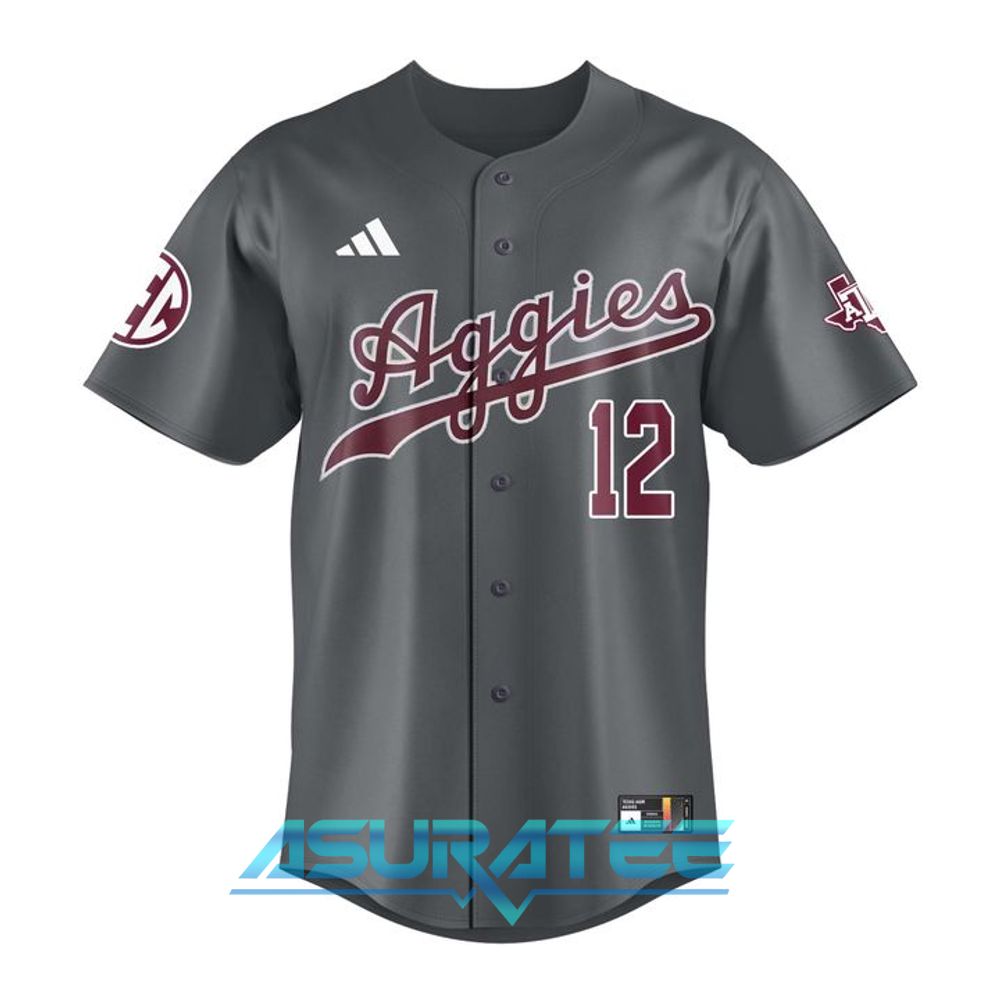 Texas A&M Dark Grey Full Button Limited Edition Baseball Jersey