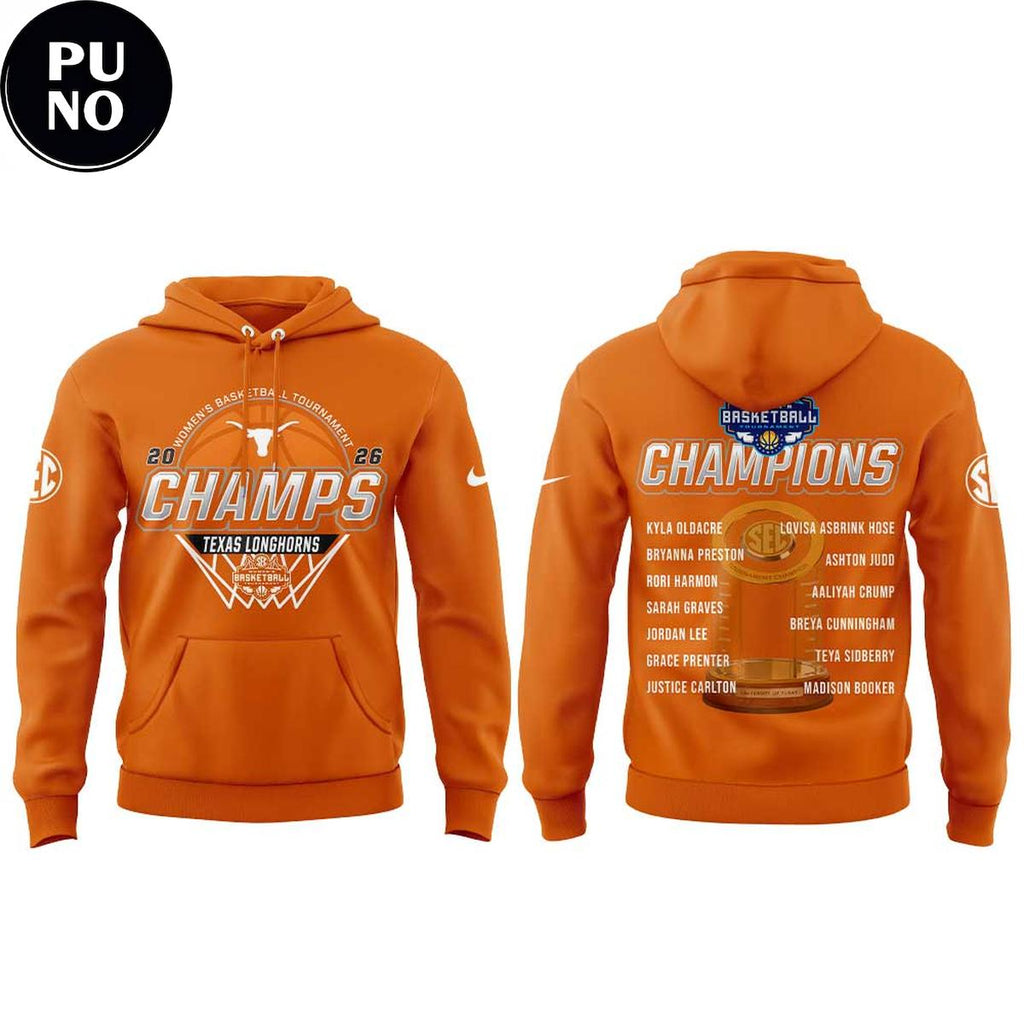 Texas Longhorns SEC Women’s Basketball Tournament Champions 2026 Hoodie T-Shirt