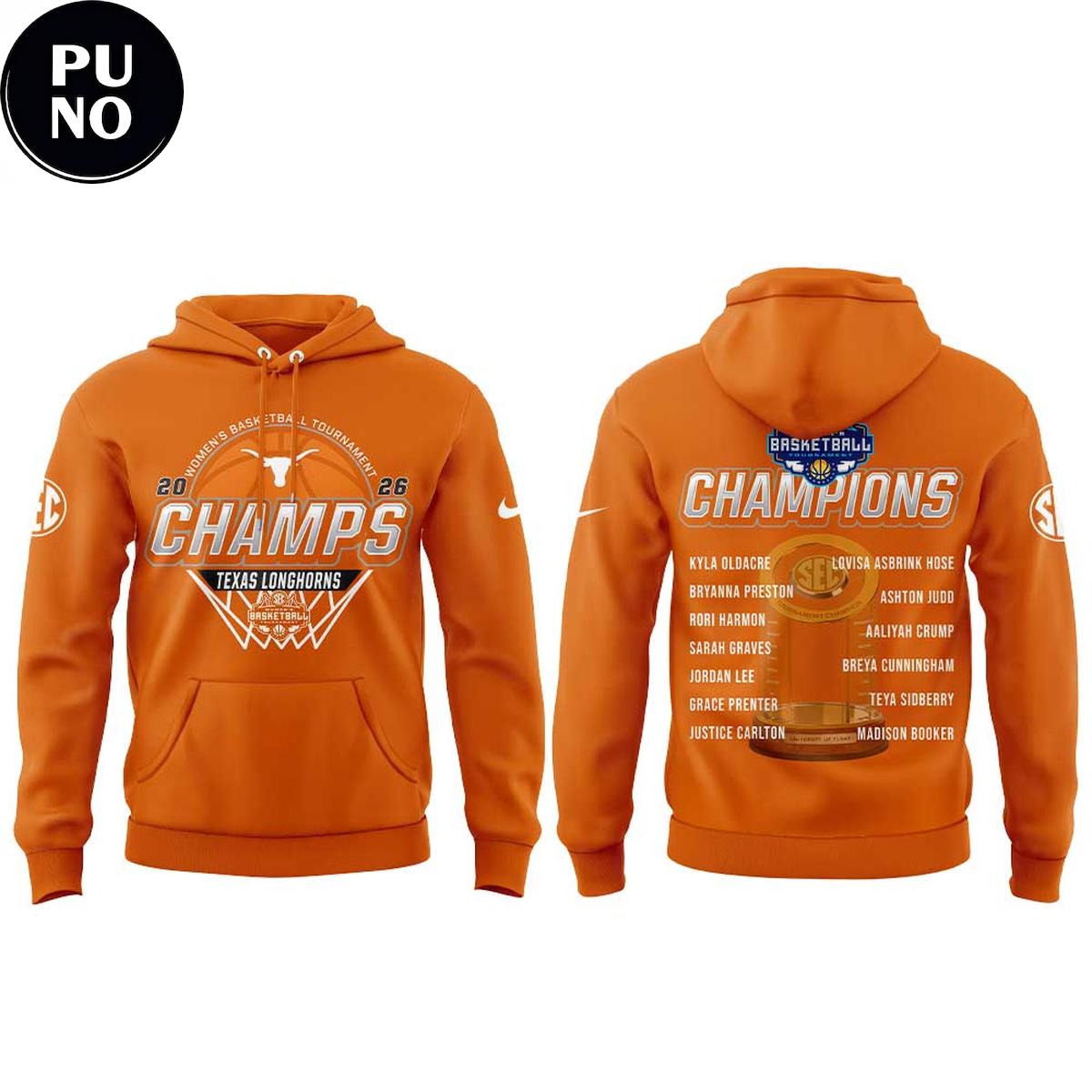 Texas Longhorns SEC Women’s Basketball Tournament Champions 2026 Hoodie T-Shirt