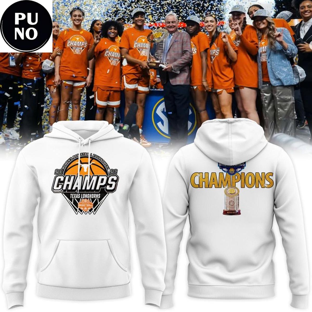 Texas Longhorns Women’s Basketball 2026 SEC Tournament Champions Cup Hoodie T-Shirt