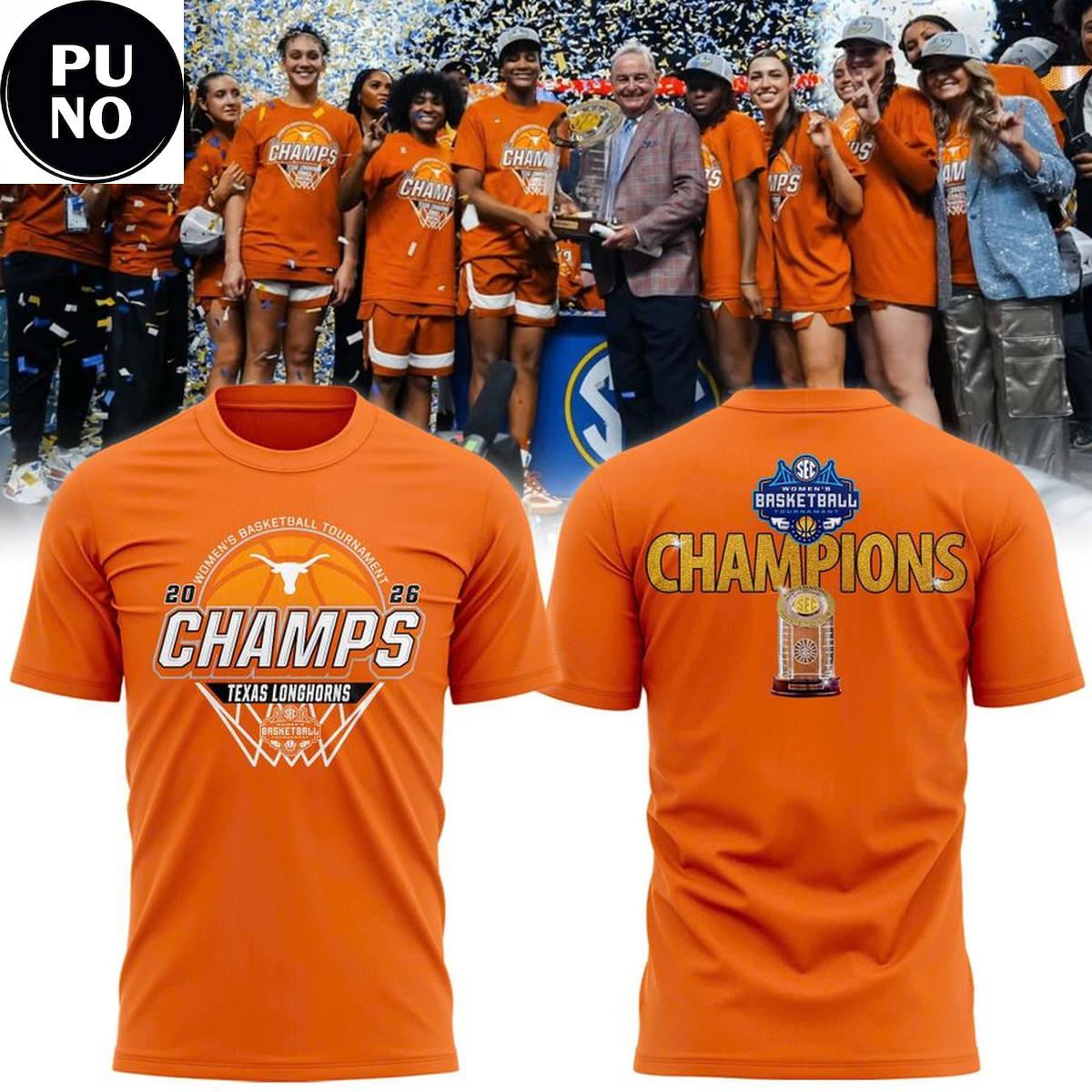Texas Longhorns Women’s Basketball 2026 SEC Tournament Champions Cup Hoodie T-Shirt