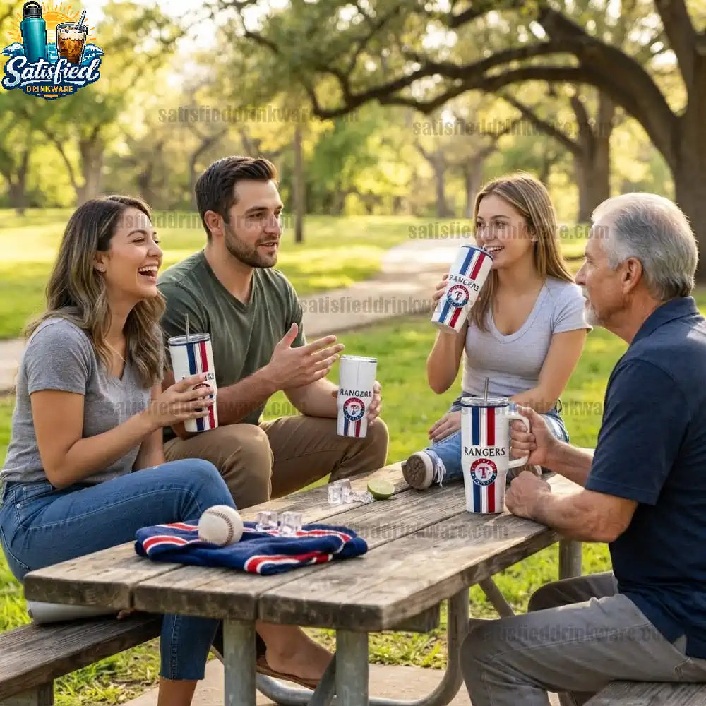 Texas Rangers Retro Baseball With Handle Tumbler