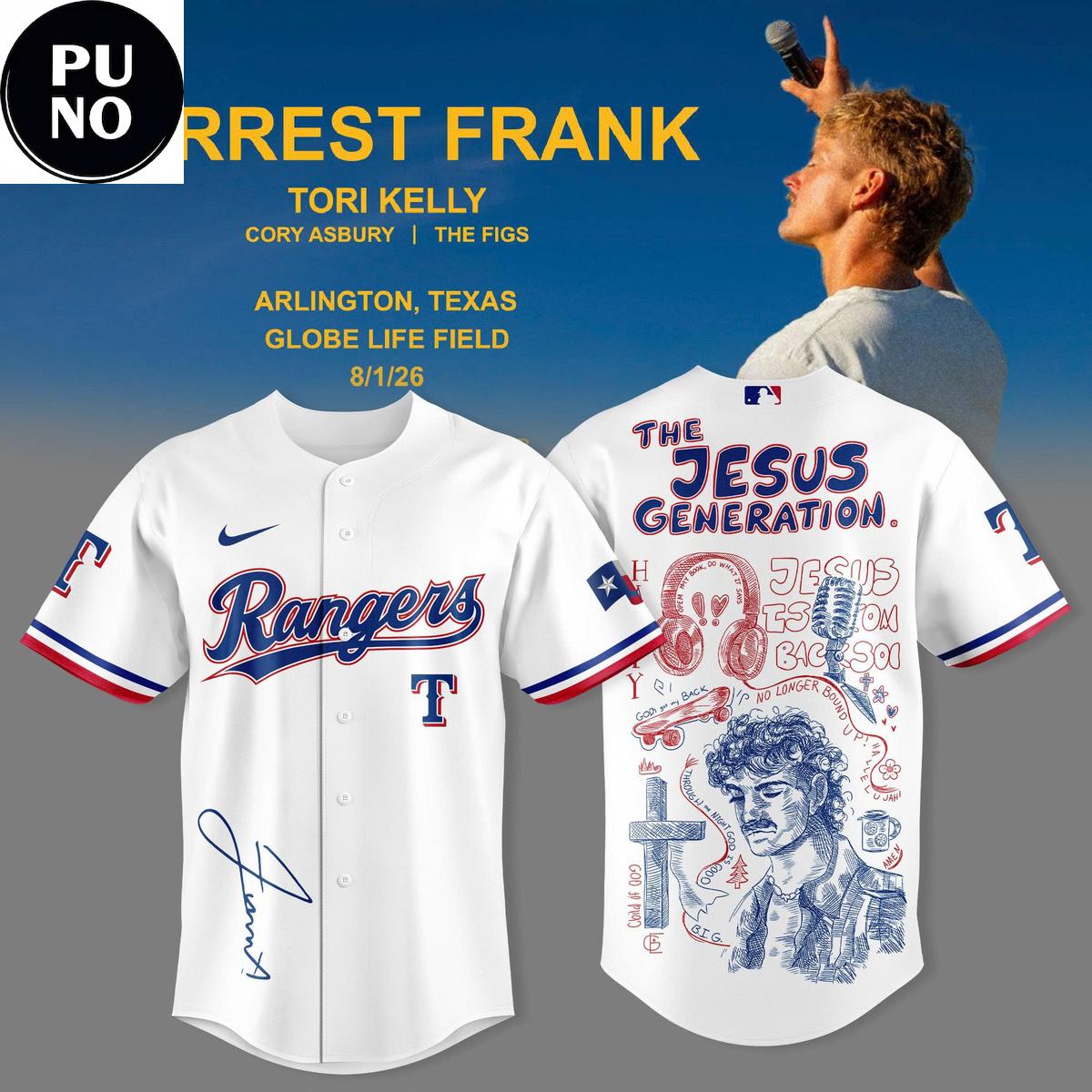 Texas Rangers x Forrest Frank The Jesus Generation Tour 2026 Baseball Jersey
