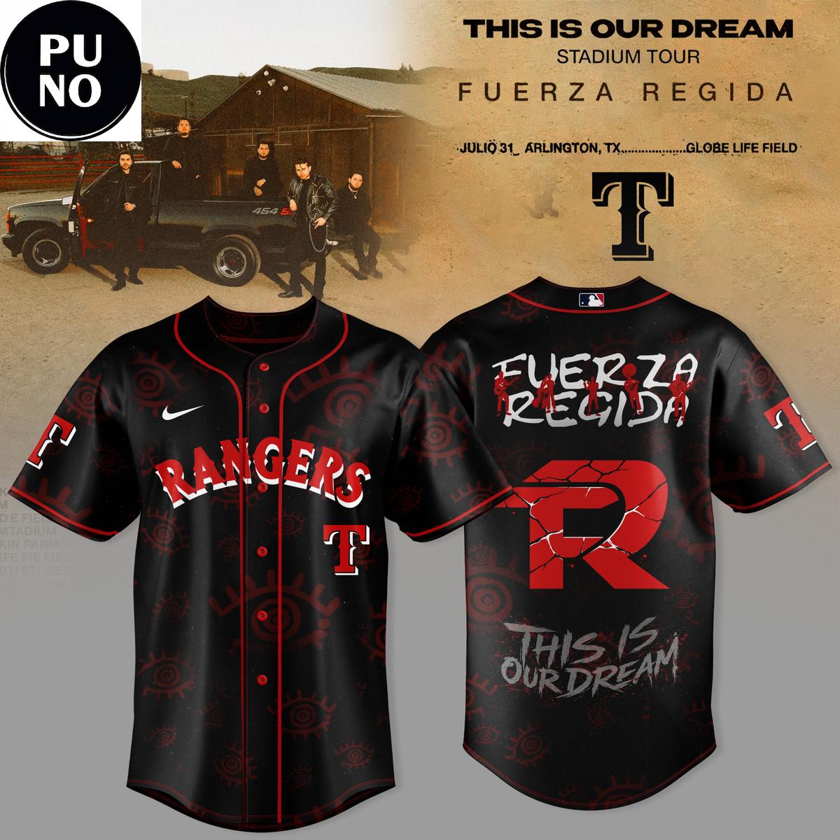 Texas Rangers x Fuerza Regida This Is Our Dream Stadium Tour 2026 Baseball Jersey