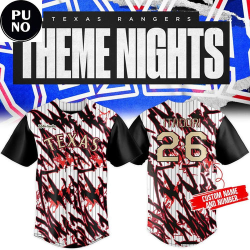 Texas Rangers x Jujutsu Kaisen Theme Night 2026 Personalized Baseball Jersey