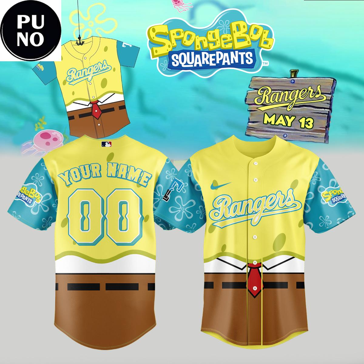 Texas Rangers x SpongeBob SquarePants 2026 Personalized Baseball Jersey