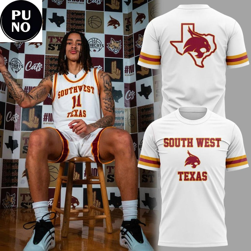 Texas State Bobcats Basketball Throwback Uniform Hoodie T-Shirt
