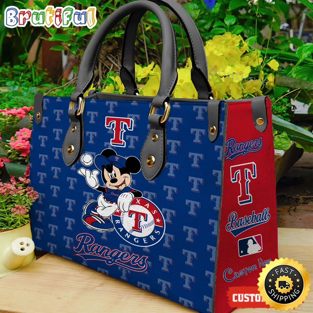 Texas Rangers Mickey Women Leather Hand Bag