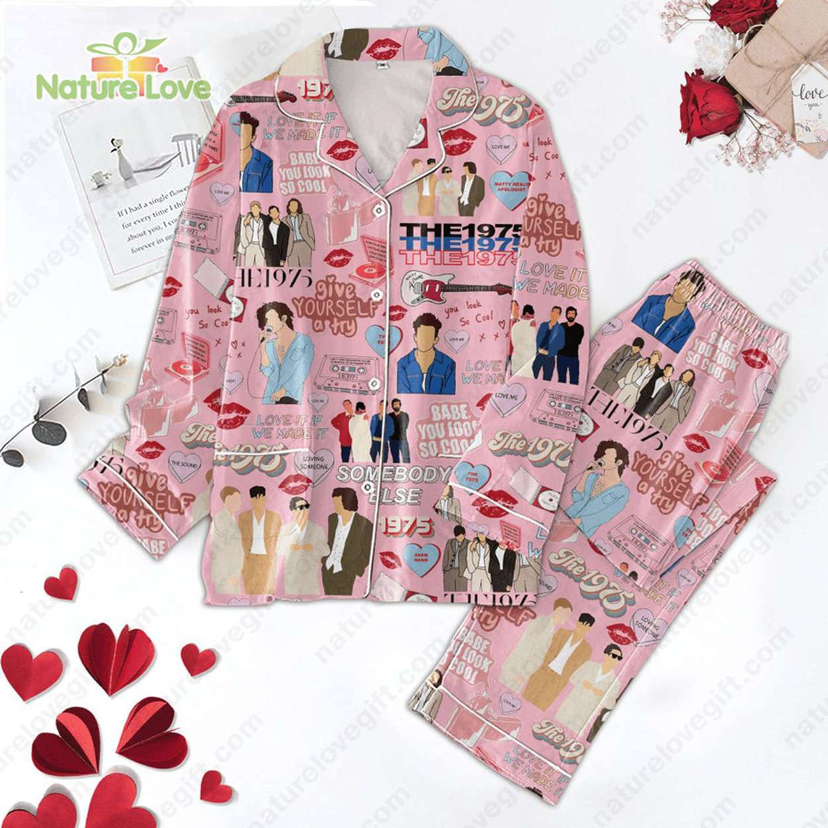 The 1975 Band Valentine Pink Pajamas Set for 1975’Lover
