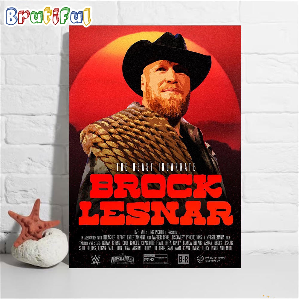 The Beast Incarnate Brock Lesnar Defeats Omos To Kick Off WWE WrestleMania Wall Art Poster Canvas