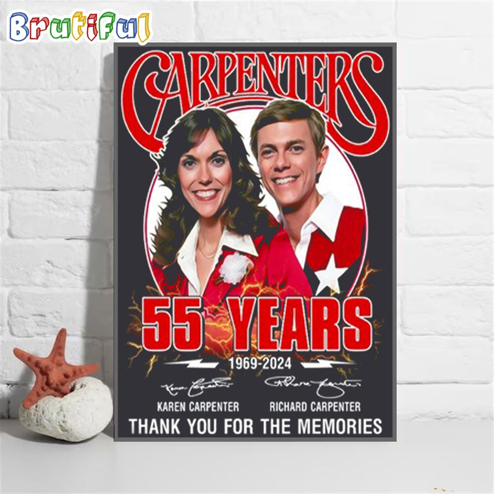 The Carpenters 55 Years Thank You For The Memories Wall Art Poster Canvas