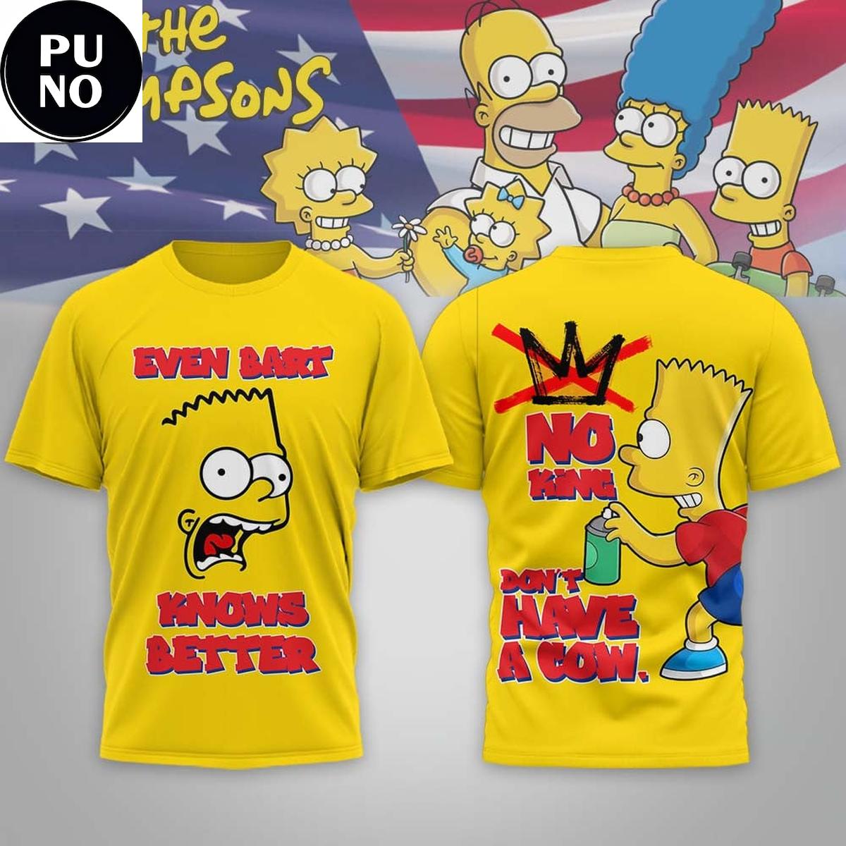 The Simpsons 2026 Even Bart Knows Better Hoodie T-Shirt