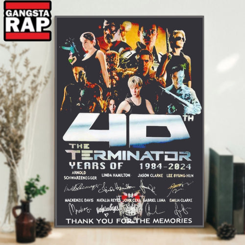 The Terminator 40 Years Of 1984-2024 Signature Thank You For The Memories Poster Canvas Art