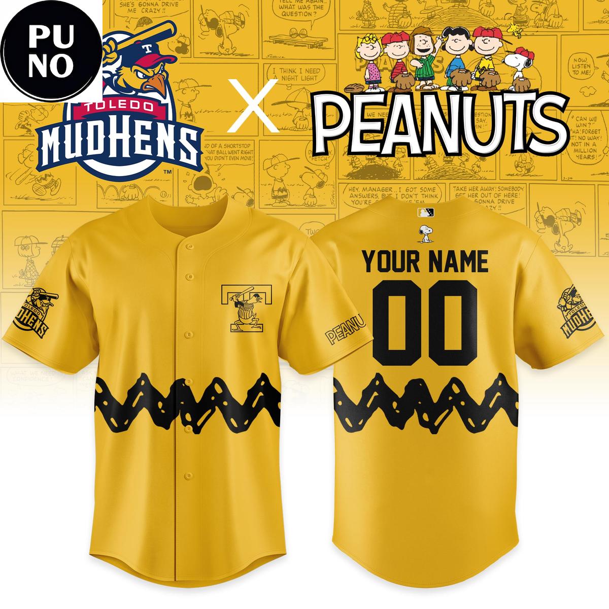 Toledo Mud Hens x Peanuts Night Game 2026 Personalized Baseball Jersey