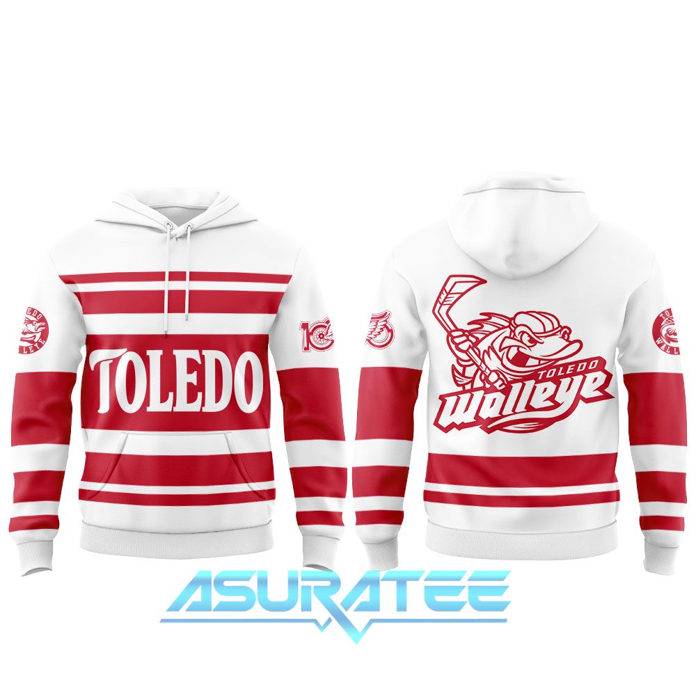 Toledo Walleye x Detroit Red Wings 100 years of Hockeytown Hoodie Set