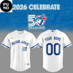 Toronto Blue Jays 2026 Celebrate 50th Season Personalized Baseball Jersey