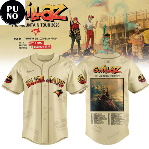 Toronto Blue Jays x Gorillaz The Mountain Tour 2026 Baseball Jersey