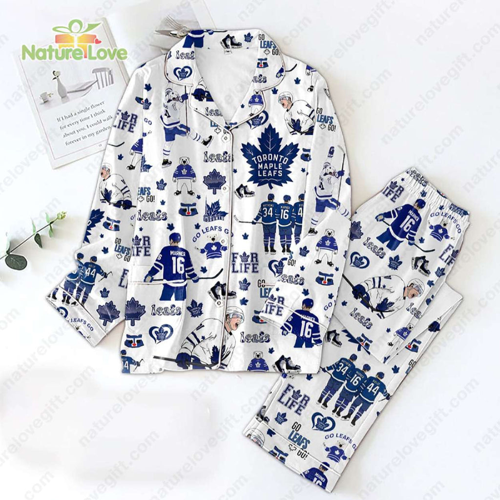 Toronto Maple Leafs Hockey Blue Pajamas Set NHL Gift for Fans