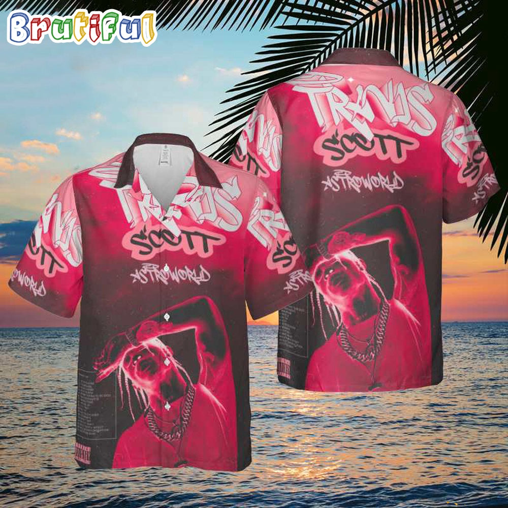 Travis Scott Astroworld Black And Pink Color Hawaiian Shirt