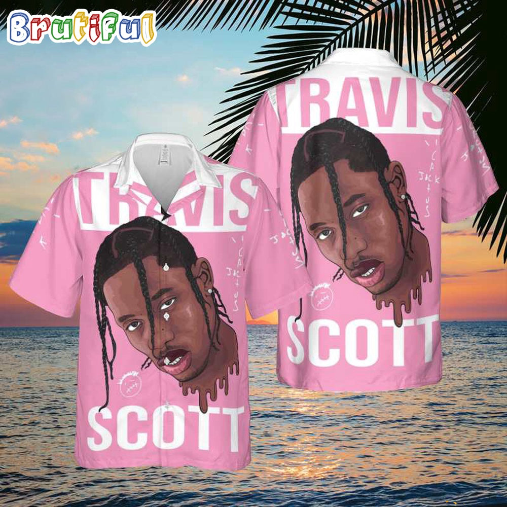 Travis Scott Jack Catus White And Pink Color Cute Summer Hawaiian Shirt