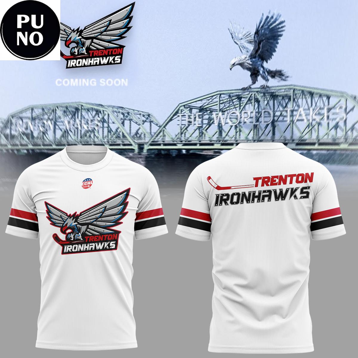 Trenton Ironhawks Coming Soon 2026 White Hoodie T-Shirt