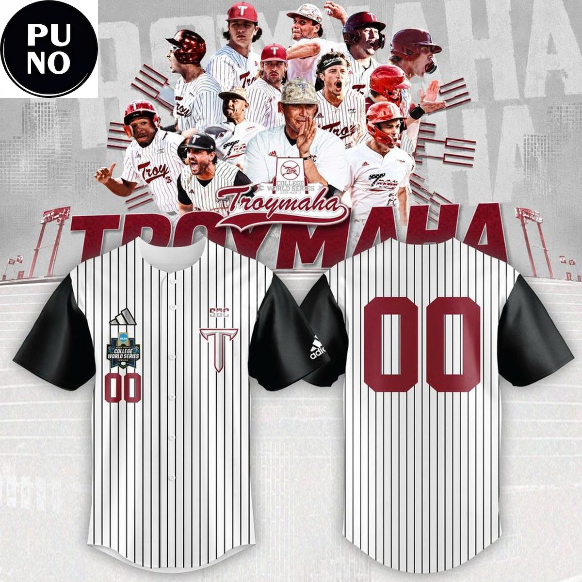 Troy Trojans Baseball 2026 NCAA College World Series Troymaha Personalized Baseball Jersey