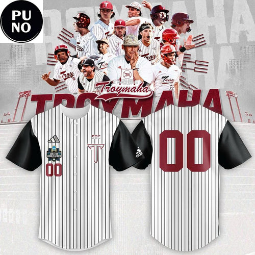 Troy Trojans Baseball 2026 NCAA College World Series Troymaha Personalized Baseball Jersey