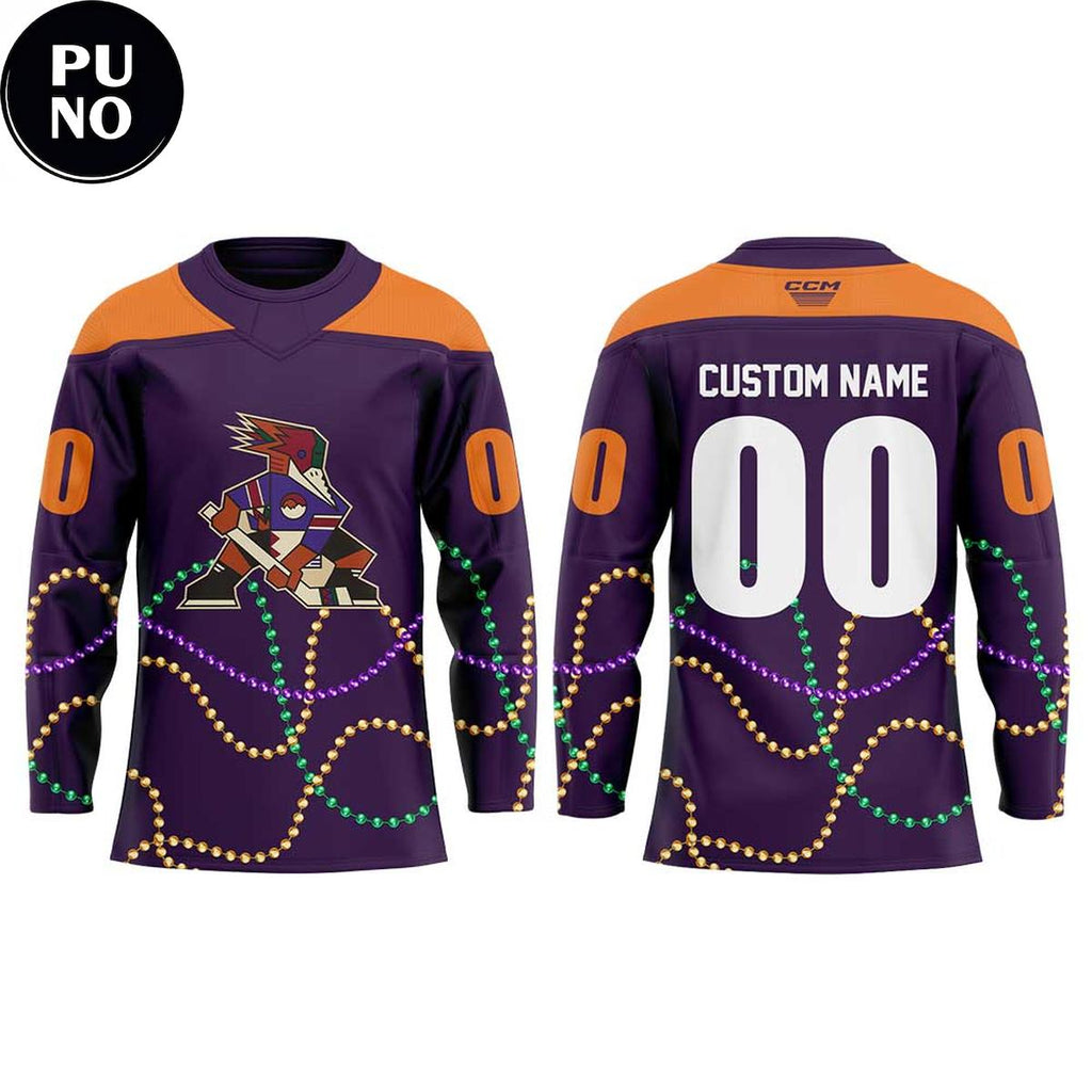 Tucson Roadrunners x Mardi Gras Night 2026 Personalized Hockey Jersey