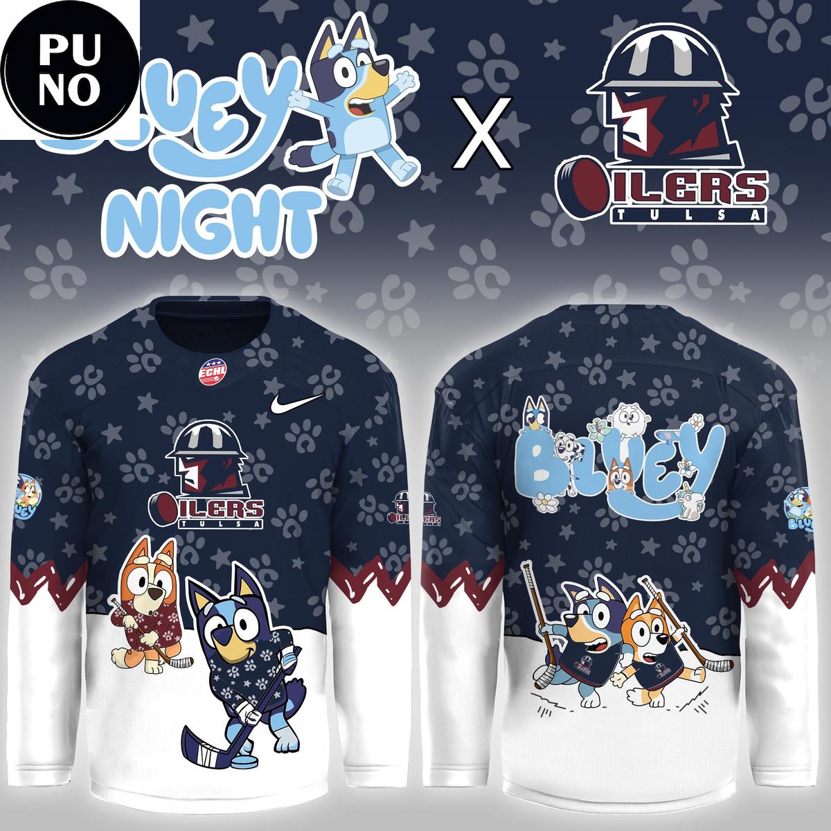 Tulsa Oilers x Bluey Night Game 2026 Hockey Jersey
