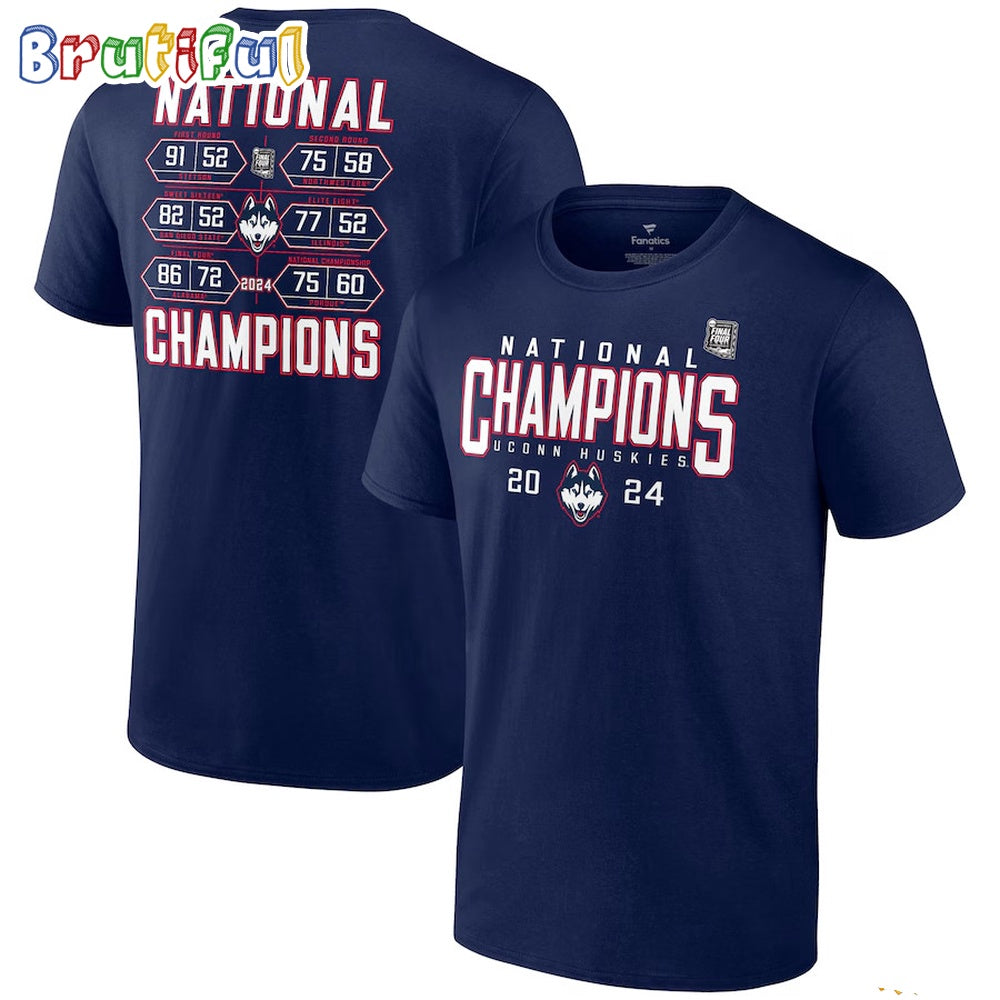 UConn Huskies 2024 NCAA Men’s Basketball National Champions Schedule T Shirt