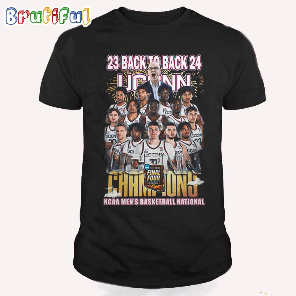 UConn Huskies 23 Back To Back 24 NCAA Men’s Basketball National Champions Final Four T Shirt
