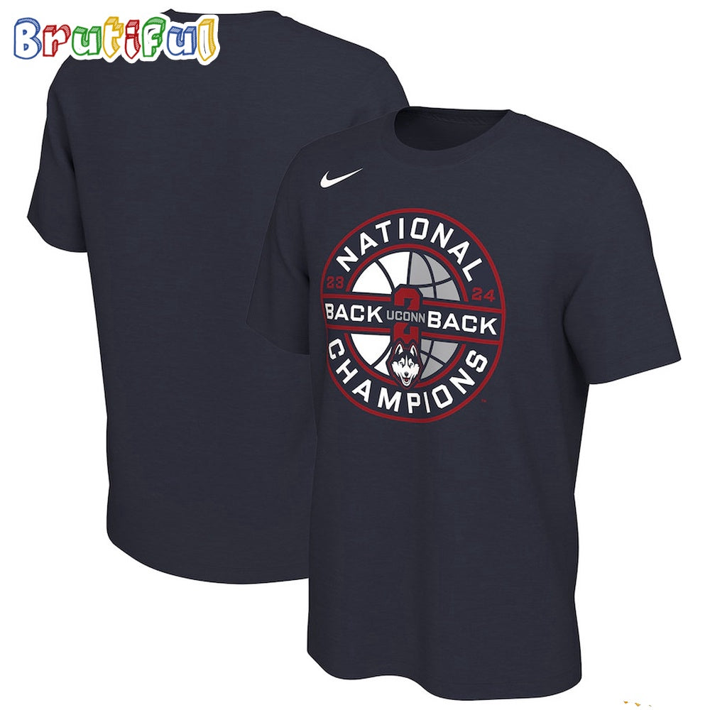 UConn Huskies Back To Back NCAA Men’s Basketball National Champions Celebration Logo T Shirt