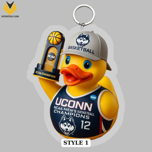 UConn Huskies Men Basketball Champion Duck Rubber Ornament
