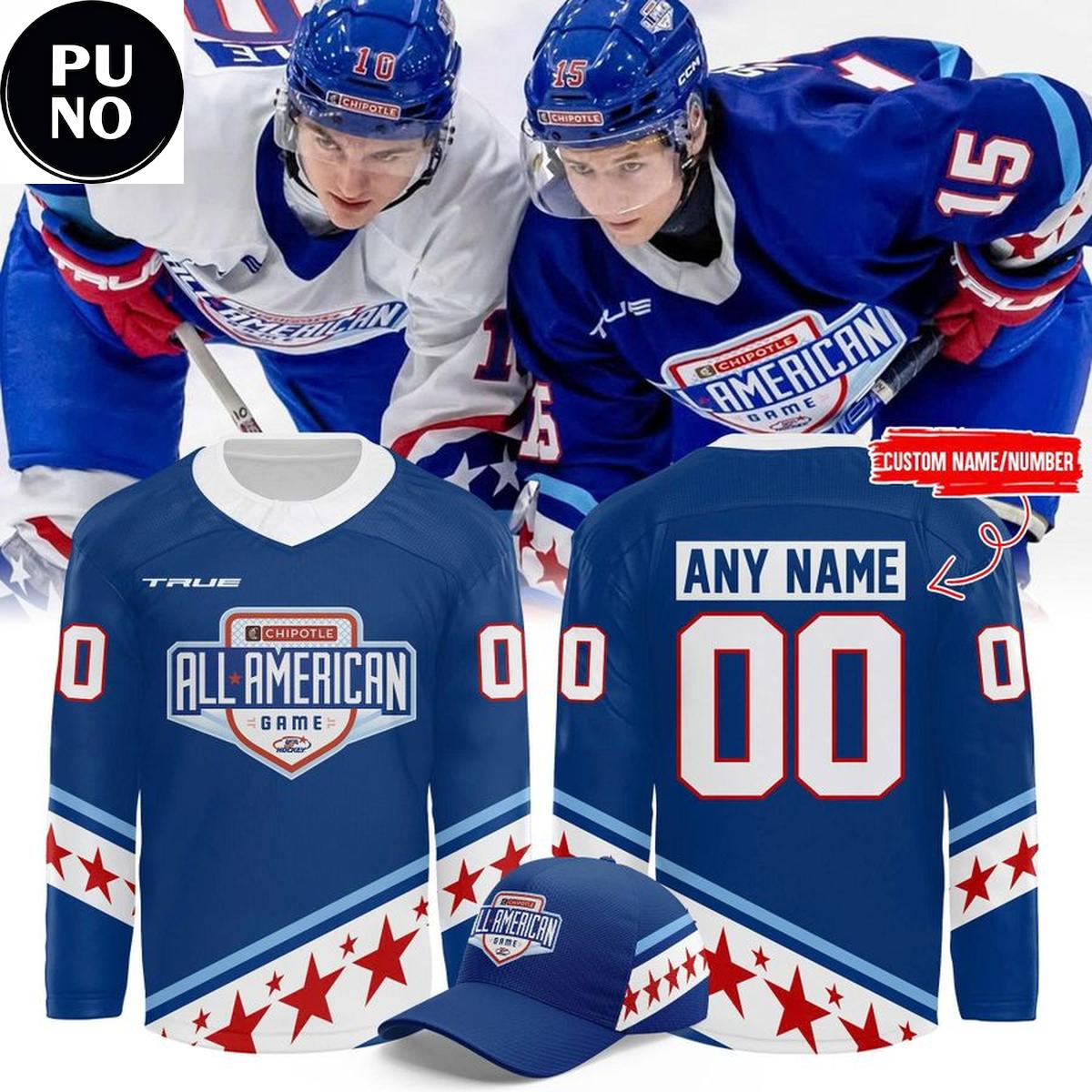 USA Hockey x Chipotle All American Game 2026 Blue Personalized Hockey Jersey