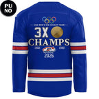 USA Mens Ice Hockey Team Olympic 2026 Champions 3X Hockey Jersey