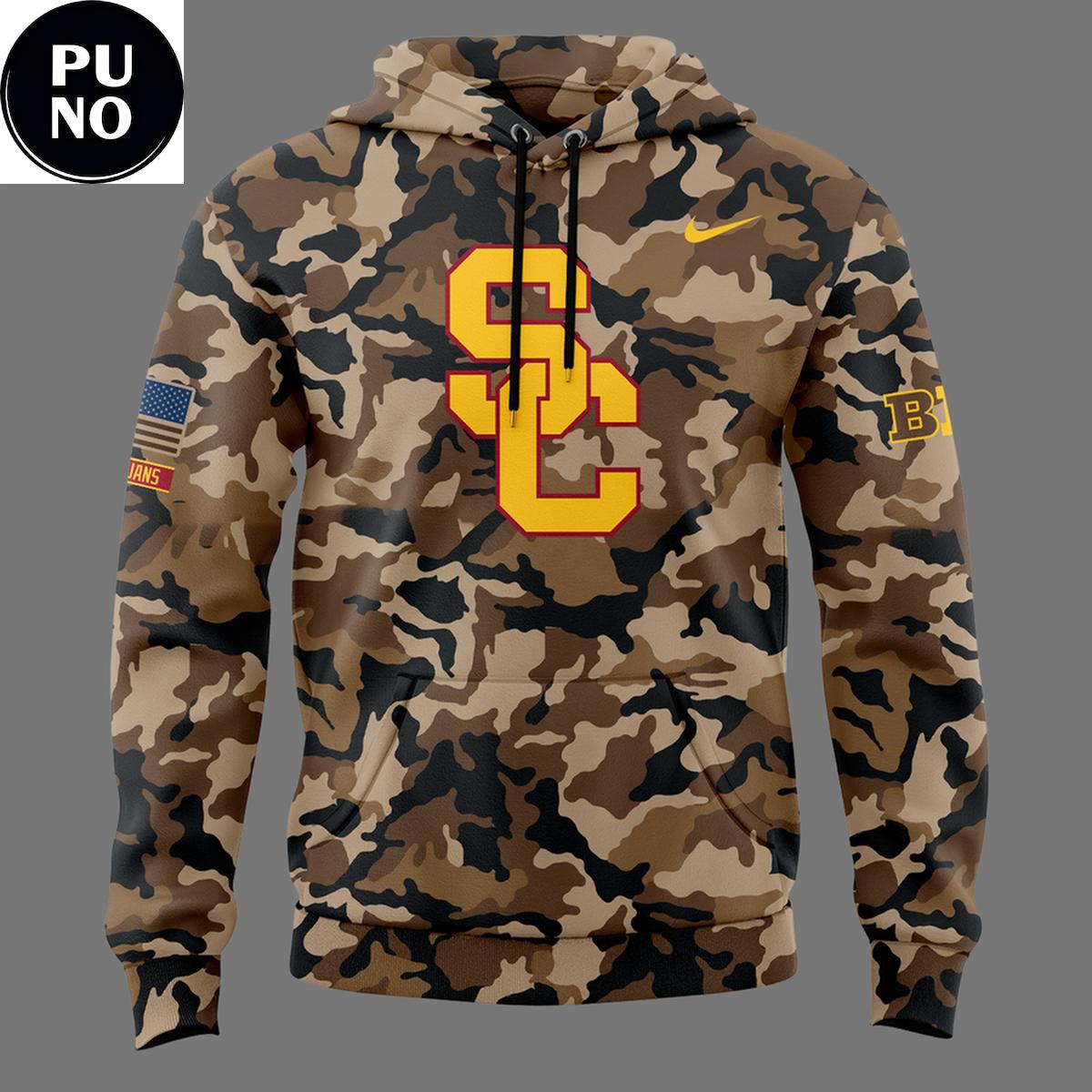 USC Trojans Football Military Appreciation 2026 Camo Hoodie T-Shirt
