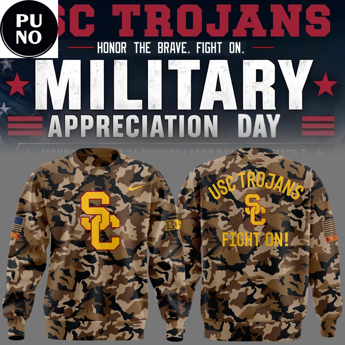 USC Trojans Football Military Appreciation 2026 Camo Hoodie T-Shirt
