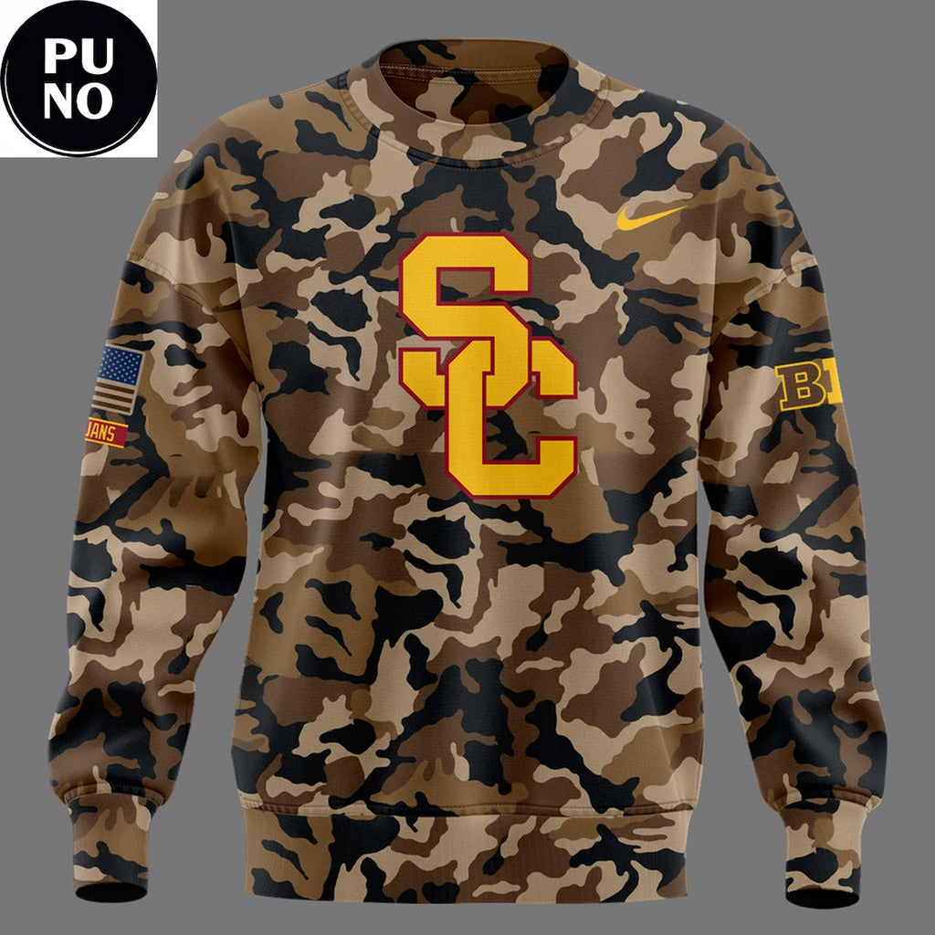 USC Trojans Football Military Appreciation 2026 Camo Hoodie T-Shirt