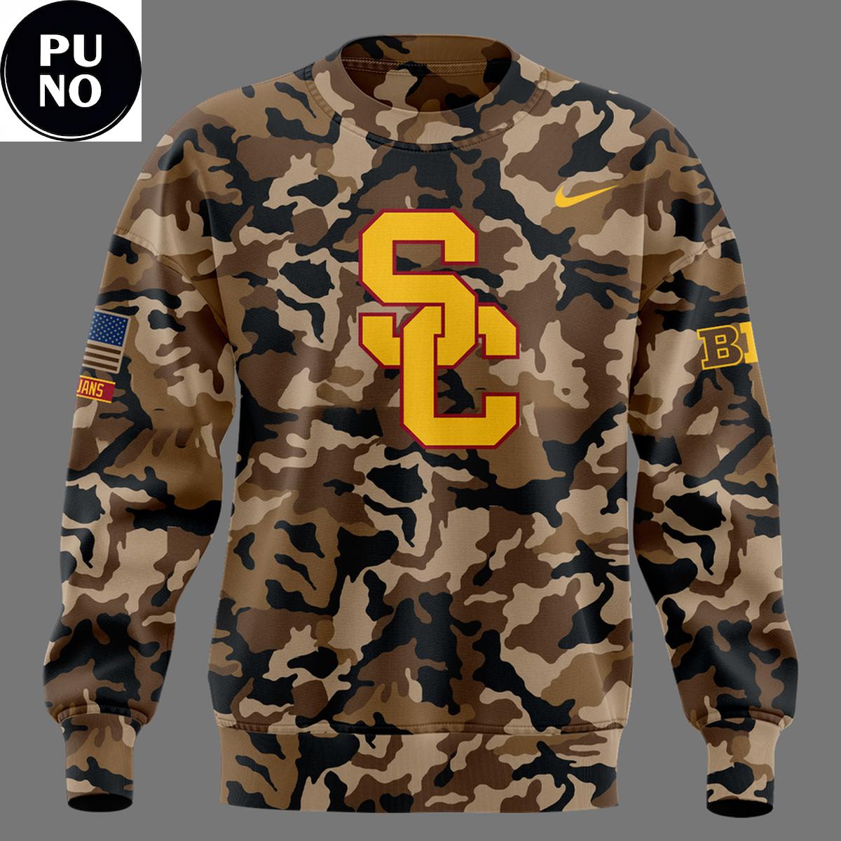 USC Trojans Football Military Appreciation 2026 Camo Hoodie T-Shirt