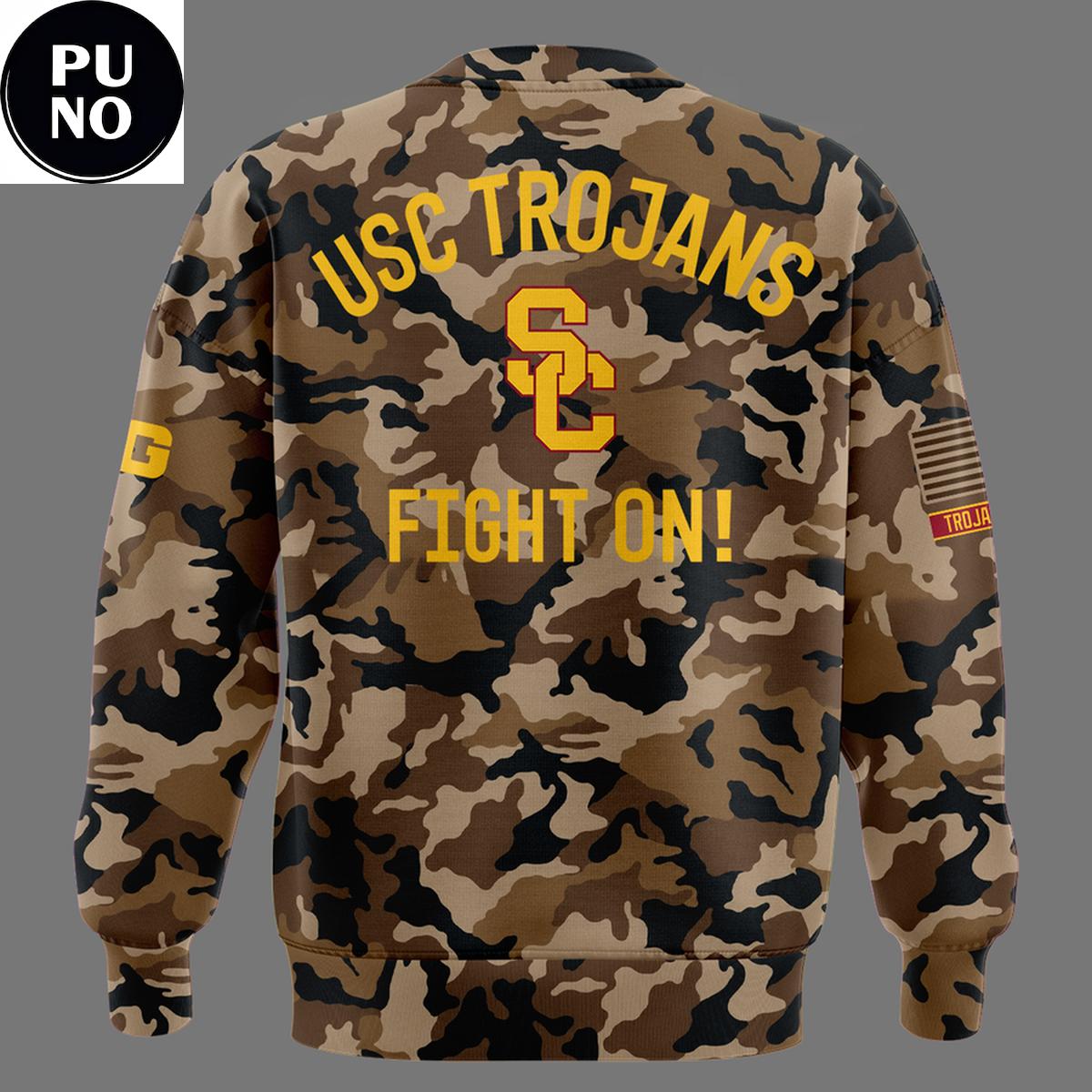 USC Trojans Football Military Appreciation 2026 Camo Hoodie T-Shirt