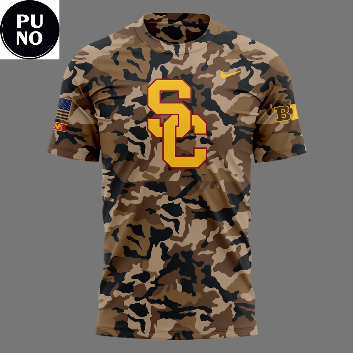 USC Trojans Football Military Appreciation 2026 Camo Hoodie T-Shirt