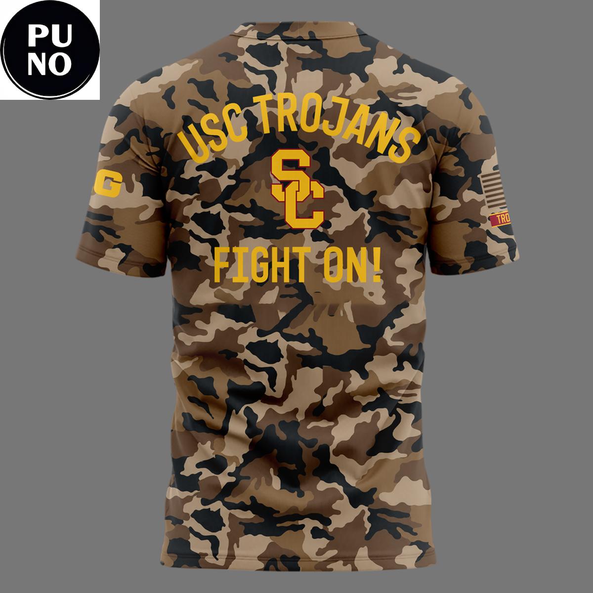 USC Trojans Football Military Appreciation 2026 Camo Hoodie T-Shirt