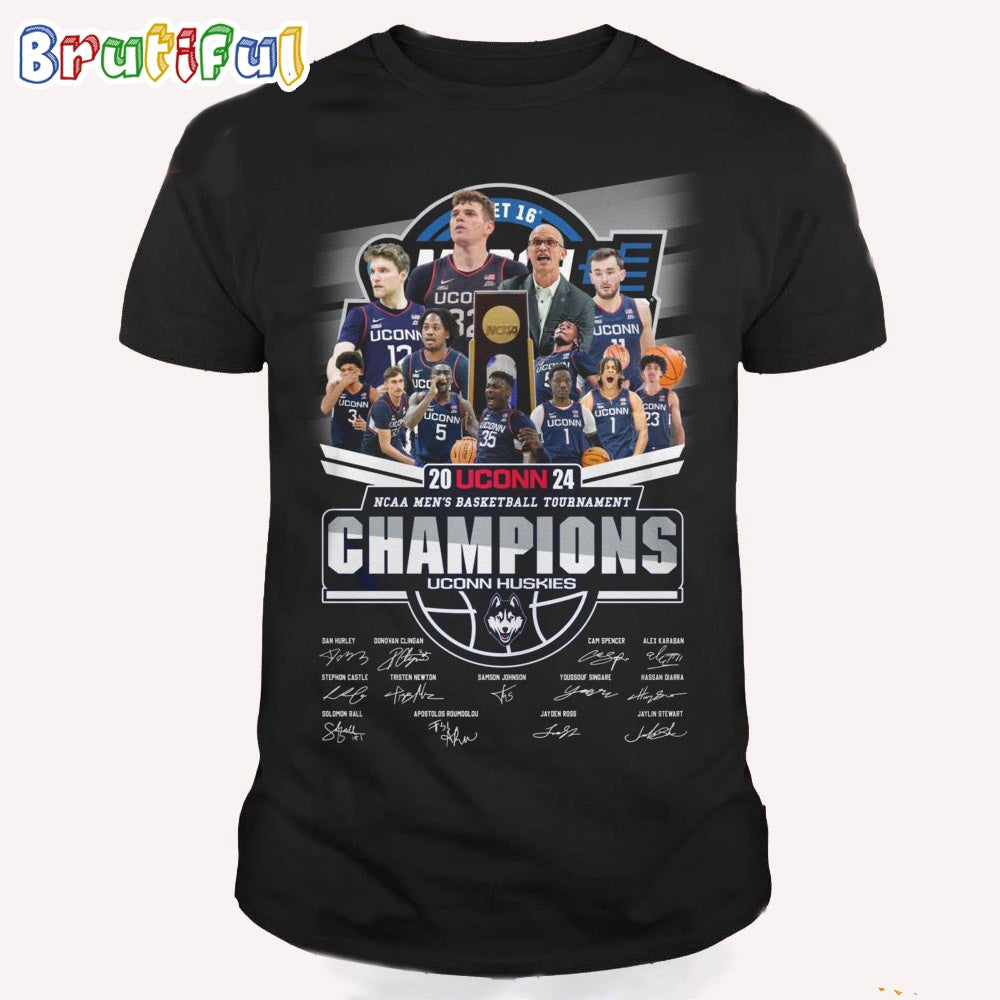 Unconn Huskies 2024 NCAA Mens’ Basketball Tournament Champions T Shirt