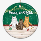 Double Trouble Sassy Cats - Personalized Circle Ceramic Ornament - Christmas Gift for Cat Lovers, Pet Lovers, Cat Mom, Cat Dad