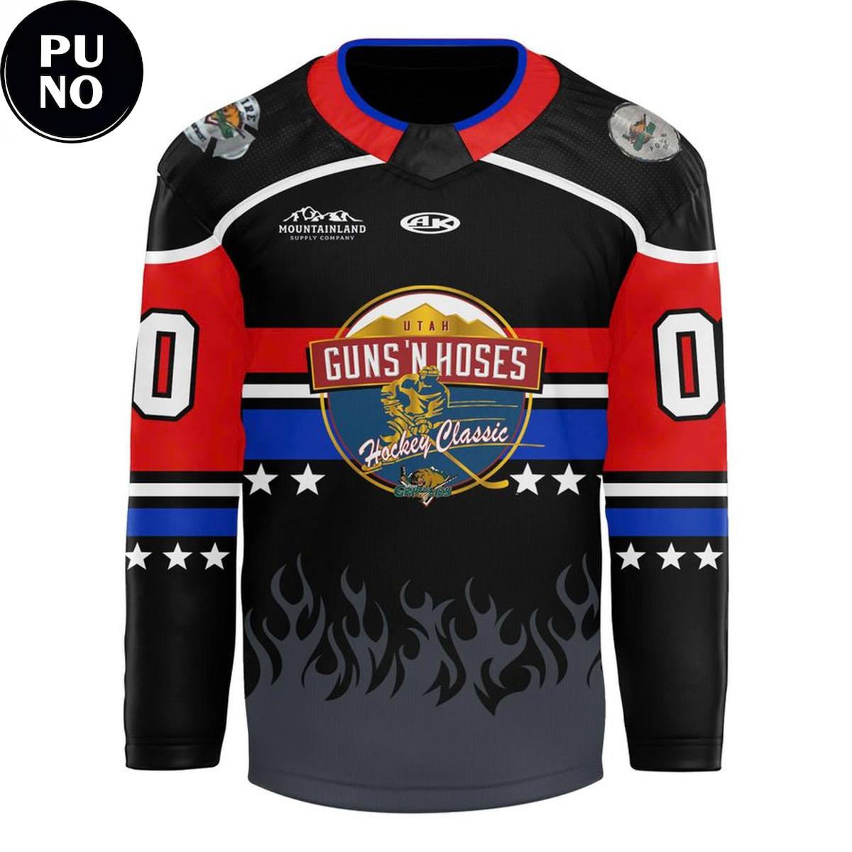 Utah Grizzlies 2026 Guns & Hoses Hockey Classic Personalized Hockey Jersey