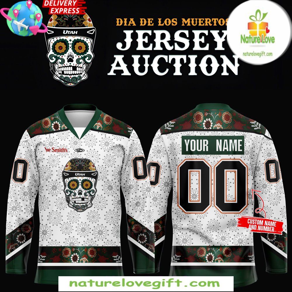 Utah Grizzlies 2026 Dia de los Muertos White Hockey Jersey